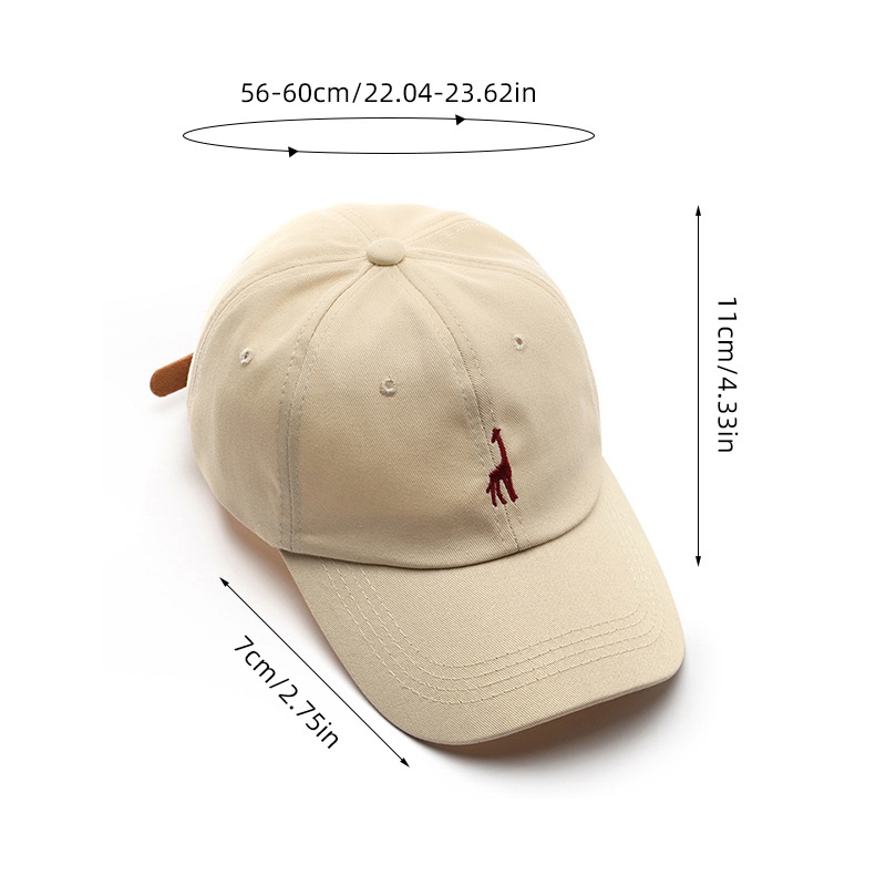 Mũ Lưỡi Trai Cotton Thêu Hình Hươu Cao Cổ Dễ Thương