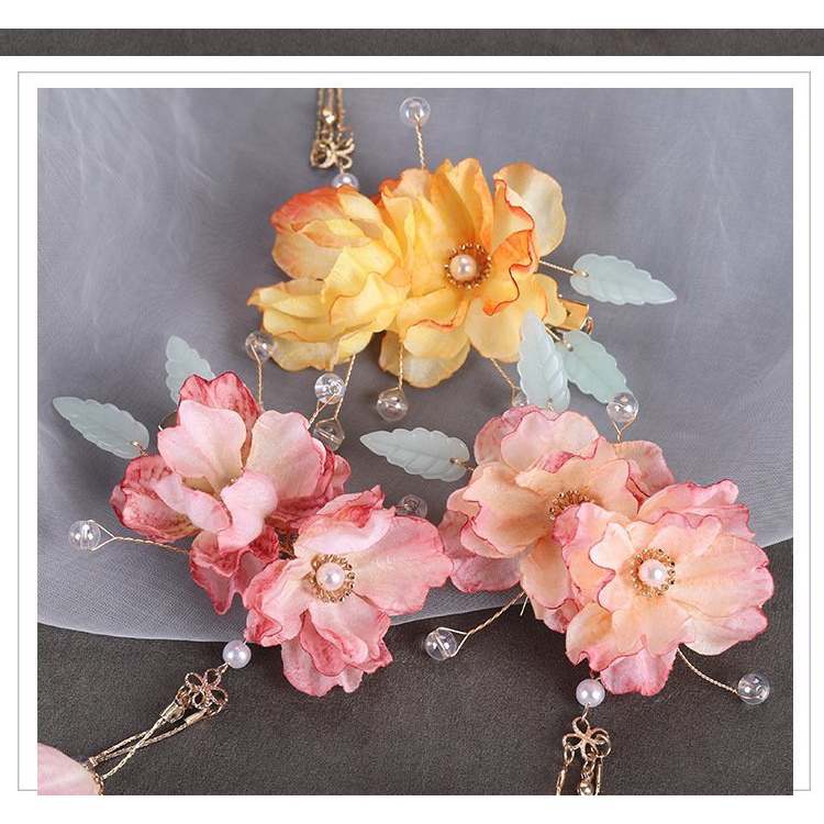 (Lẻ 1 cái) Cài tóc đi biển hoa rơi cam hồng xinh xắn dễ thương hợp thời trang