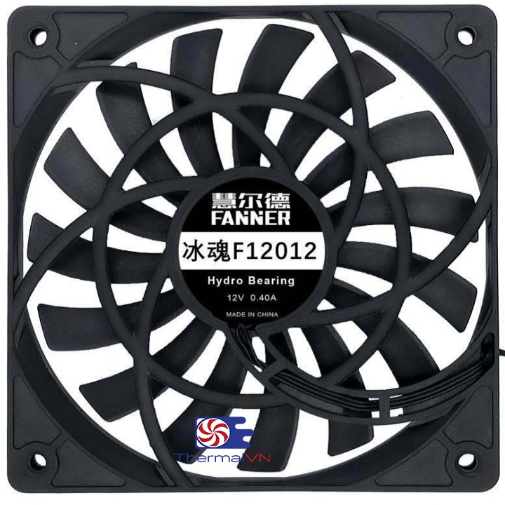 Quạt fan case 12cm Fanner F12012 Slim fan - Quạt màu đen nhỏ gọn dầy 12mm