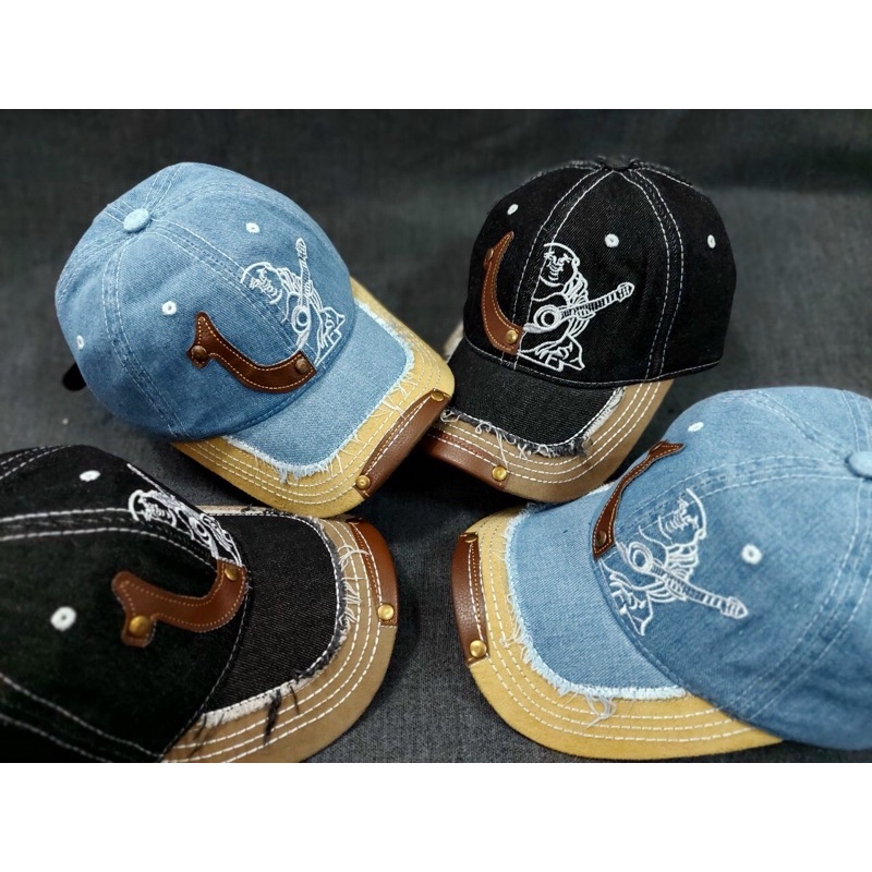 Nón kết ông địa True Religion loại xịn thêu một nữa - Chất liệu vải Jeans cao cấp, vá da trước kết tạo nên sự đẳng cấp