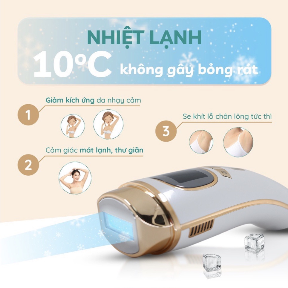 Máy triệt lông vĩnh viễn Crenot Graci X3 băng lạnh trẻ hóa da mini cầm tay nách vùng kín bikini chân IPL tại nhà