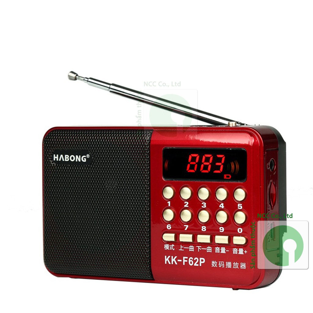 Máy nghe nhạc, mini MP3 FM Radio KK-62 - NDHS-6152-MNN (Đỏ đen)