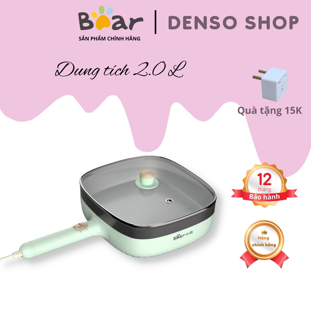 Chảo điện đa năng Bear DHG-C12E3, dung tích 2 lít, sử dụng để chiên, xào, rán, luộc, om, nấu lẩu
