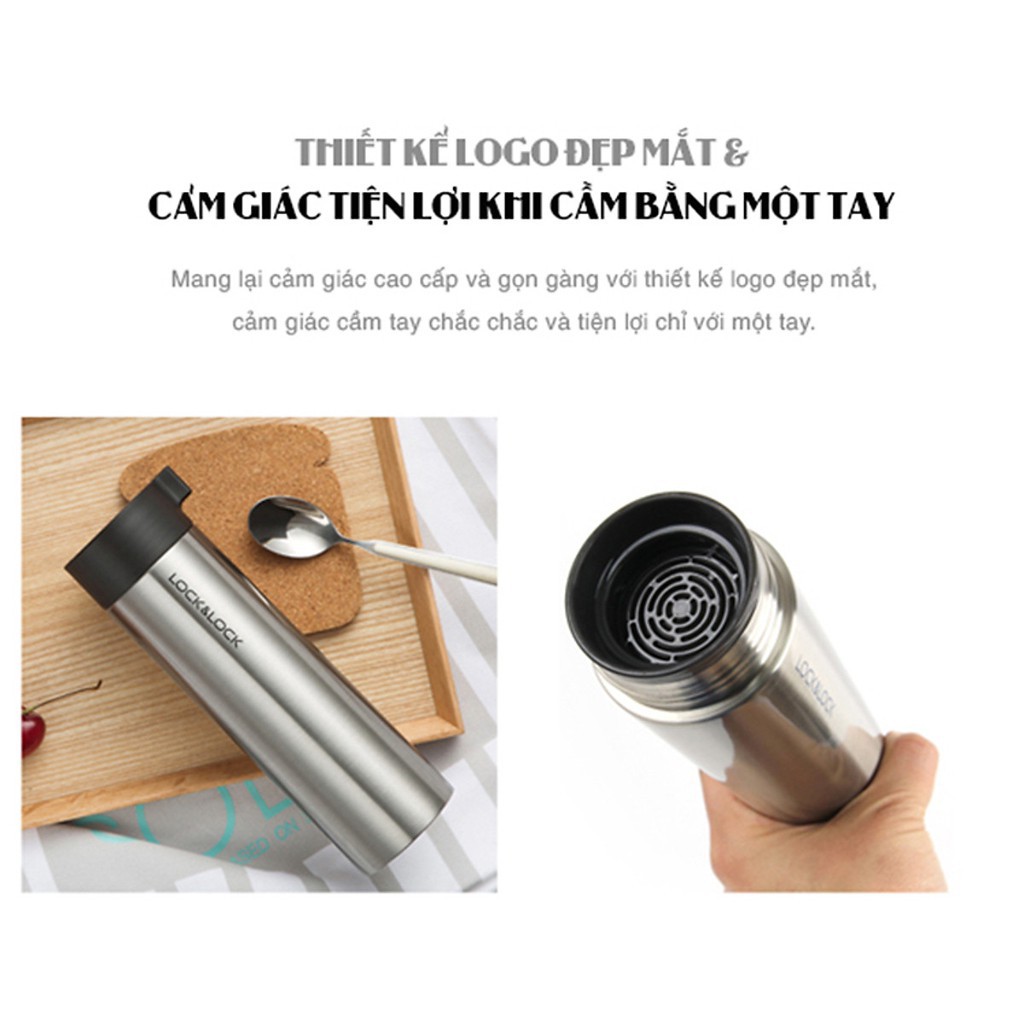 [Hình thật] Bình giữ nhiệt Lock&amp;Lock - Thép Không Gỉ (390ml)