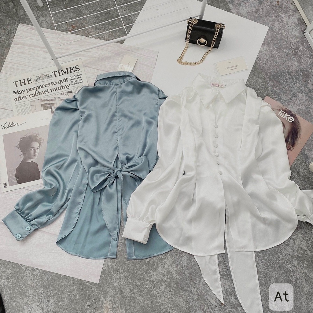 [Mã FAMARAL1 giảm 10K đơn 50K] ÁO SƠ MI LỤA NT NƠ LƯNG 4 MÀU