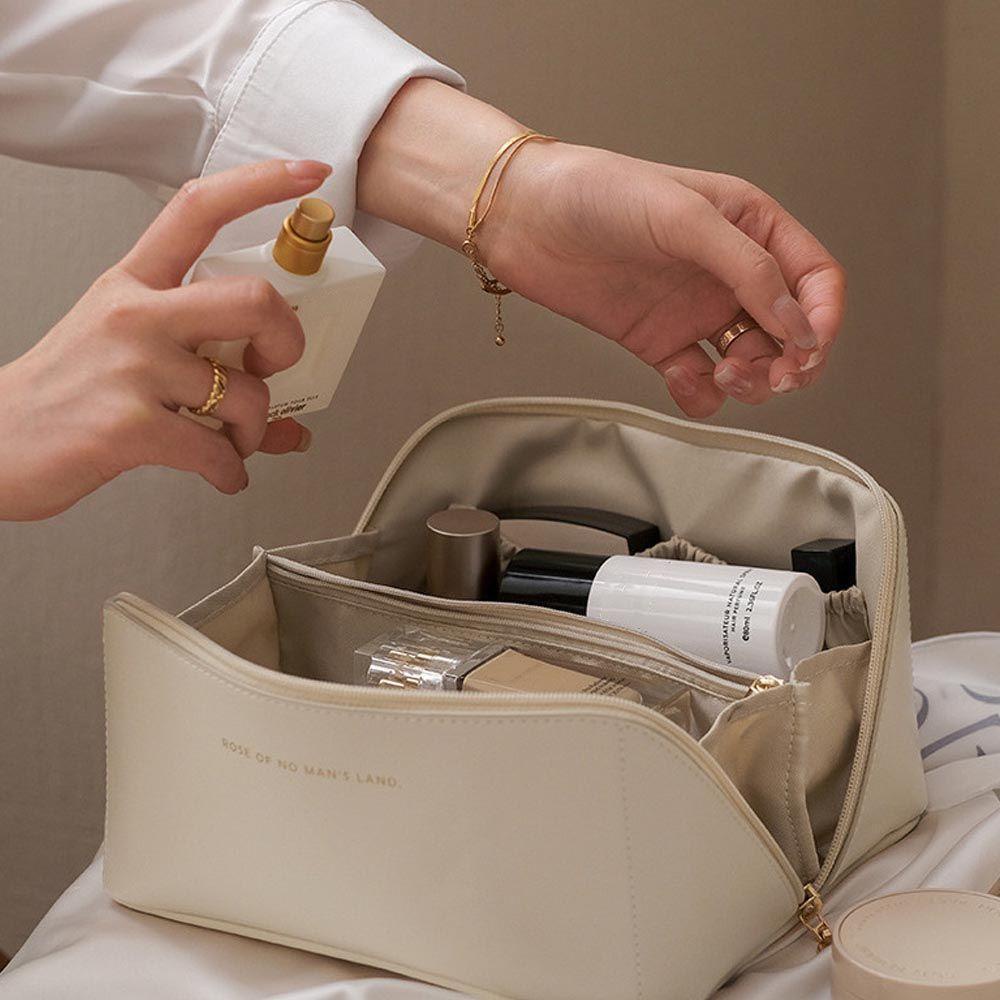 Túi Đựng Mỹ Phẩm CLEOES Bằng Da PU Chống Nước Sức Chứa Lớn In Chữ Thanh Lịch Cho Nữ