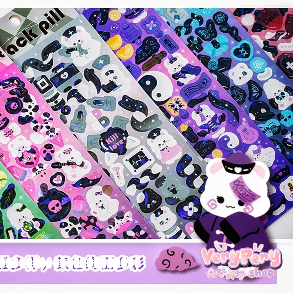 Tấm Sticker Phong Cách Gothic Hoạt Hình Trang Trí Sổ Tay, Toploader