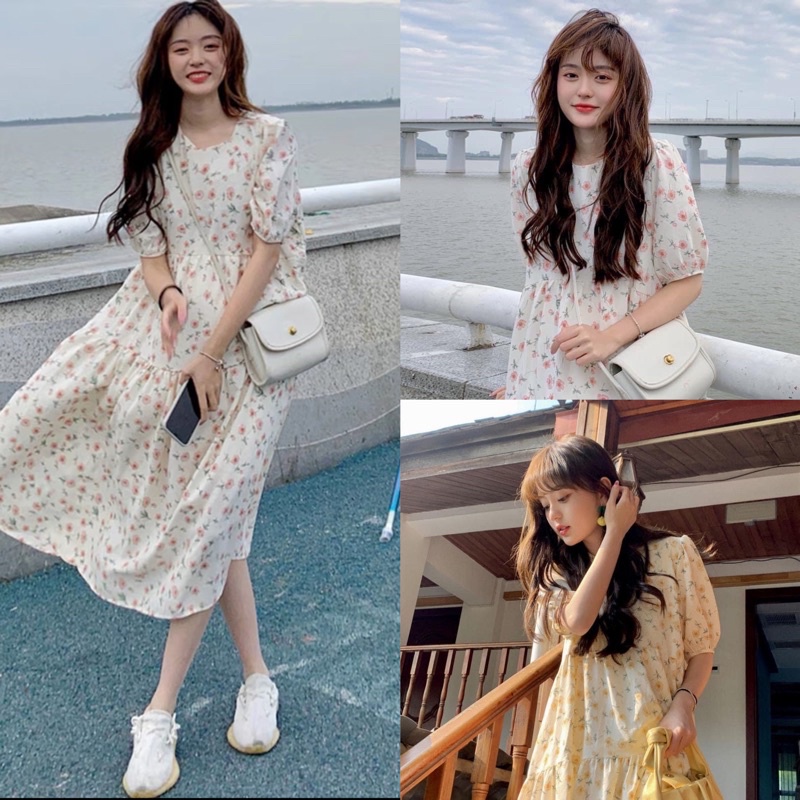 VÁY BABYDOLL HOA EMILY DÁNG DÀI NHIỀU MÀU ĐẦM HIA ULLZANG