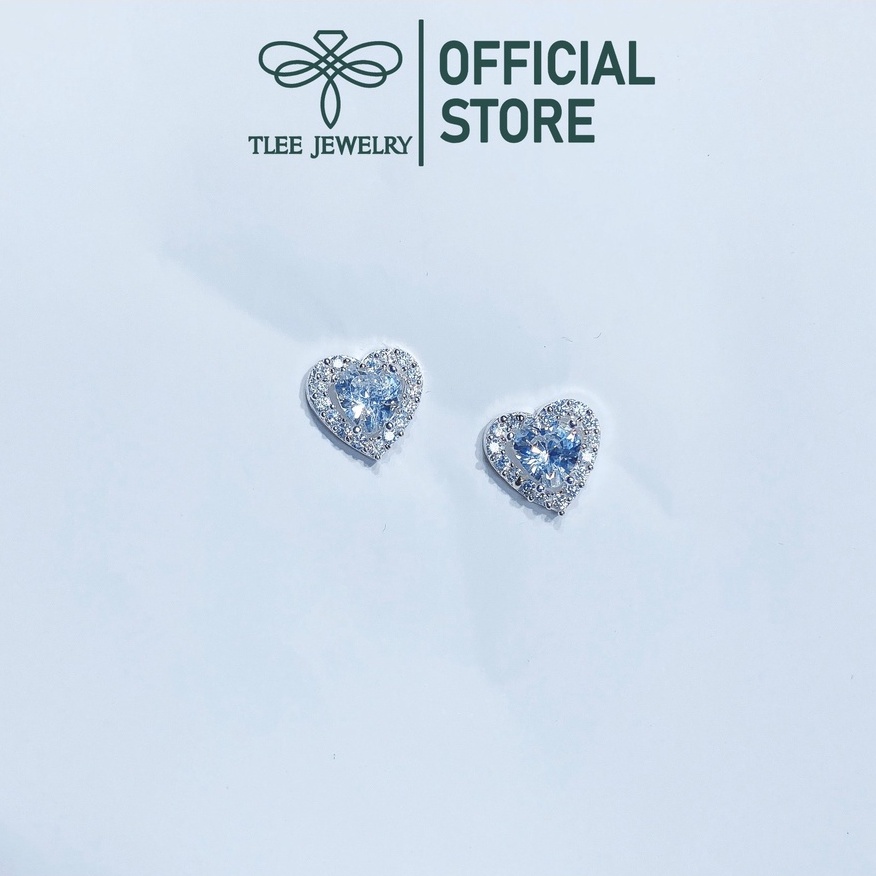 Bông tai bạc nữ TLEE trái tim đính đá nữ tính TleeJewelry B0355