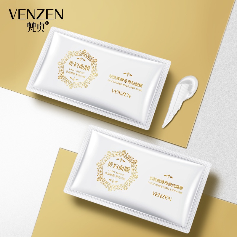 VENZEN Niacinamide Yeast Lady Facial Mask Sheets Mặt Nạ Dưỡng Ẩm Chống Nếp Nhăn Khi Ngủ 2ml
