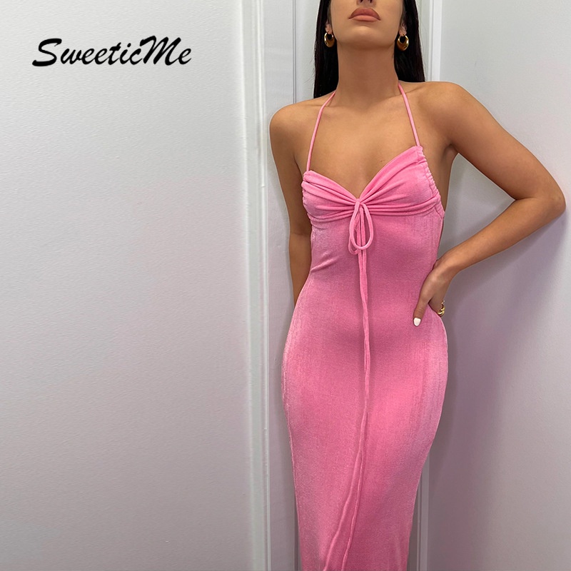 Đầm ôm SweeticMe Cổ Chữ V Hở Lưng Gợi Cảm