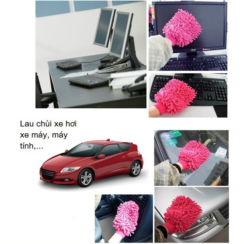 Combo 1 đôi 2 chiếc Găng tay lau xe , rửa xe ô tô, xe máy chuyên dụng hàng to , dày đẹp loại 1