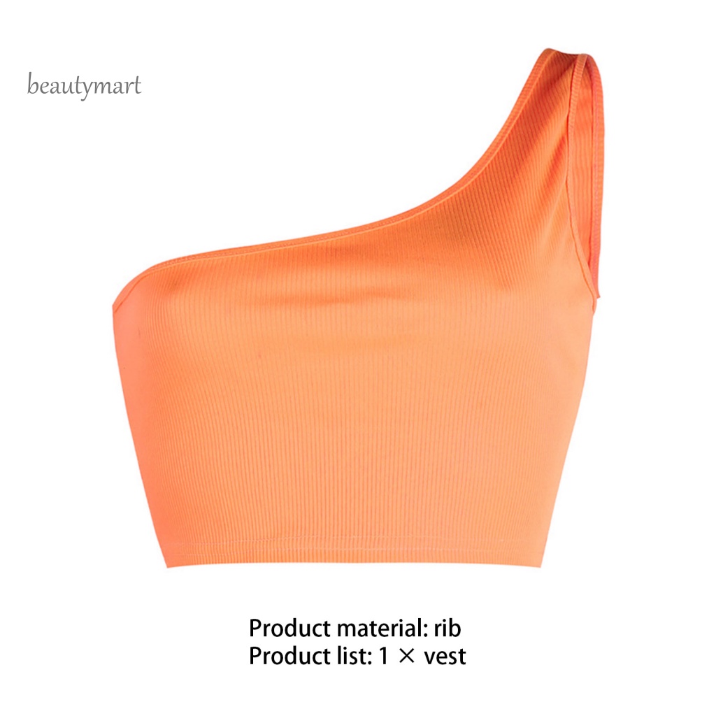 (Shop Amart) Áo Croptop Thiết Kế Lệch Vai 1 Màu Cho Nữ