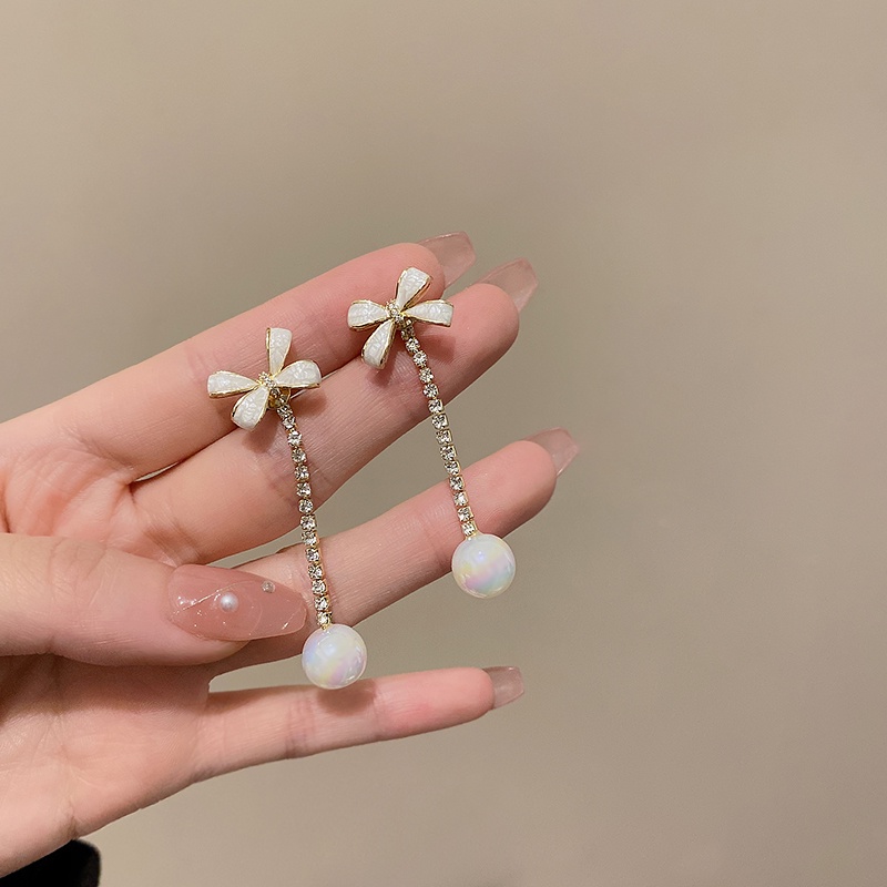 Bông Tai Hình Nơ Đính Ngọc Trai Phong Cách Hàn Quốc Hàng Mới Dành Cho Nữ 2022