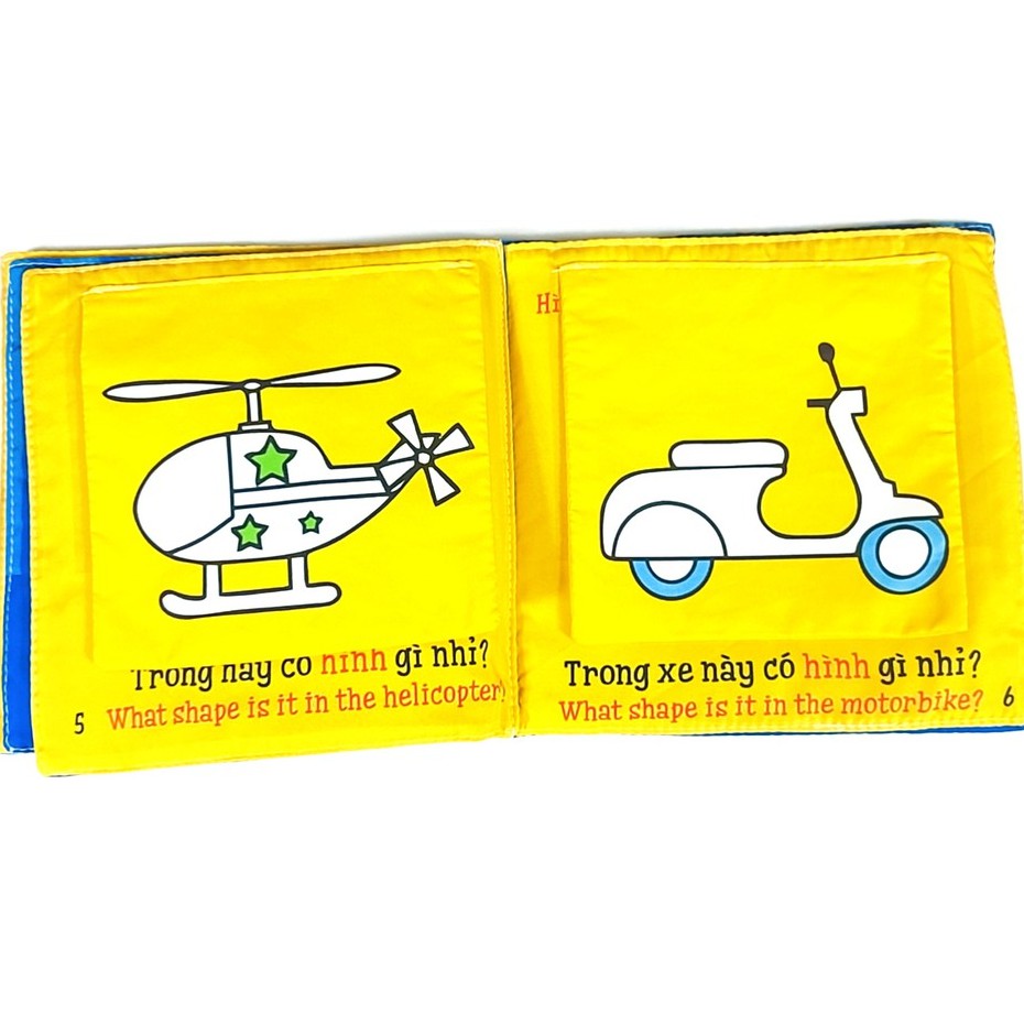 Sách - Ehon Trong xe có hình gì nhỉ? ̣̣̣̣̣̣̣̣(sách vải cho bé 0-3 tuổi )