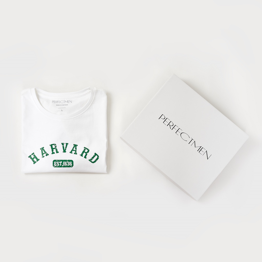 Áo thun nữ cổ tròn 100% cotton Premium chính hãng PERFECTMEN in chữ Harvard mềm mịn thoáng mát co giãn 4 chiều.