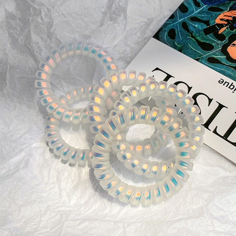 Đồ cột tóc đuôi nhựa bằng dây cao su kiểu xoắn dây điện thoại Hàn Quốc