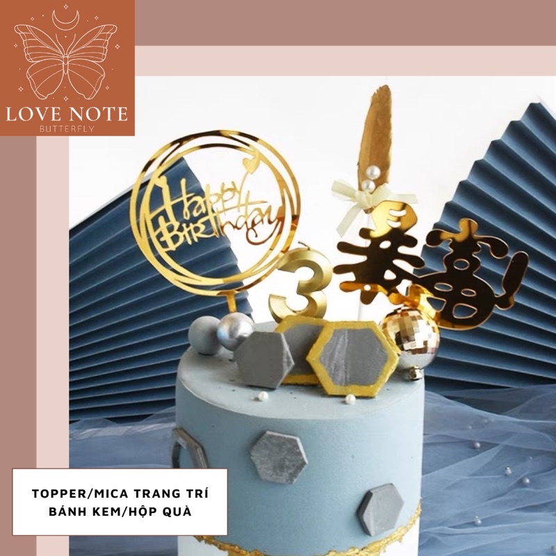 Topper/Tấm nhựa mica trang trí bánh kem sinh nhật, hộp quà tặng