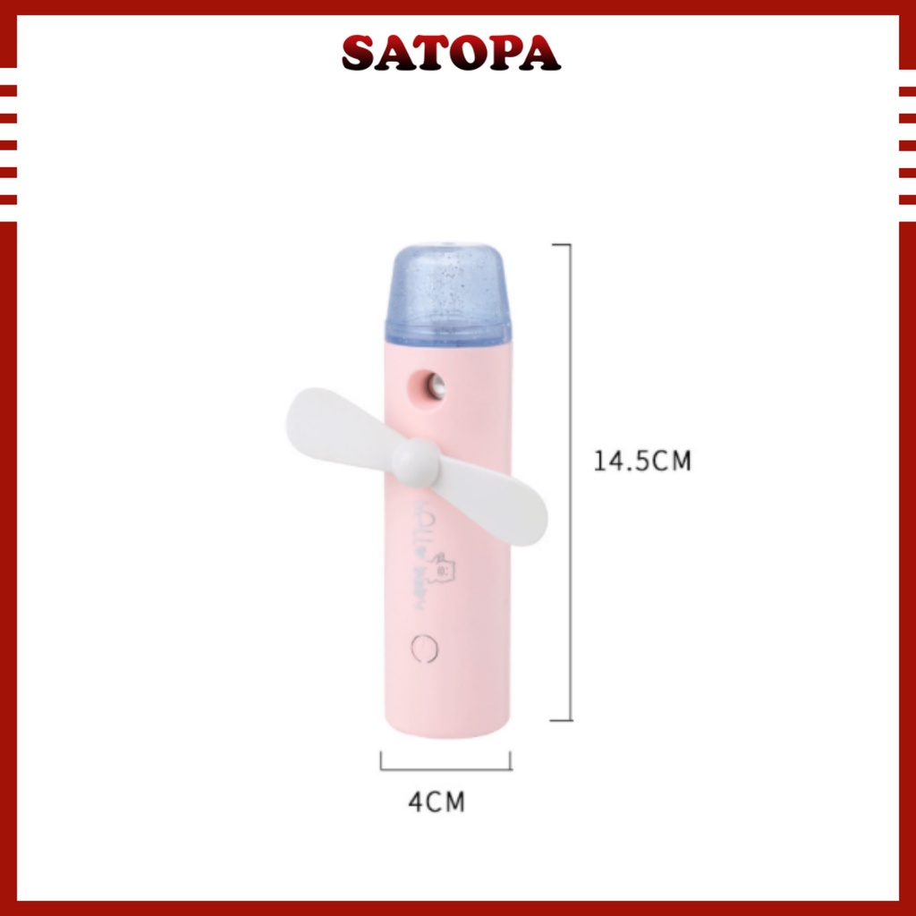 Quạt phun sương cầm tay mini nhỏ gọn STP BS-086 Quạt tích điện nhỏ gon tiện lợi pin trâu 2 cánh quạt 3 cấp độ giớ