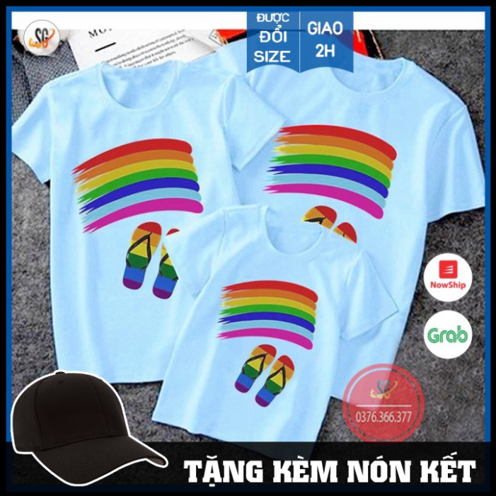 Takan Store Áo gia đình cầu vồng - THUN COTTON - màu thiên thanh GD321TT Takan Store