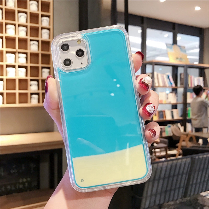 Ốp điện thoại cát neon lấp lánh phát sáng sang trọng thích hợp cho iPhone 14 13 12 11 Pro Max XS XR 8 Plus