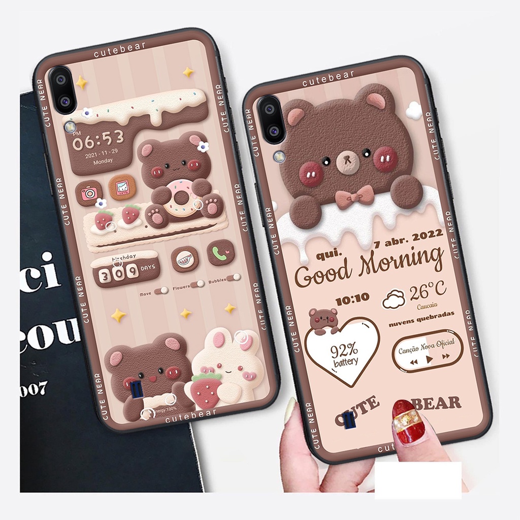 Ốp lưng Samsung Galaxy A10 / M10 in hình Gấu nâu - hồng, Gấu Be@rick  cực CUTE, DỄ THƯƠNG
