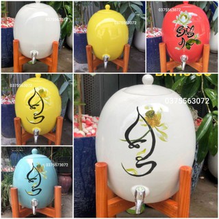 Bình nước quả trứng size 3L, 5L đủ mẫu, đủ màu Bát Tràng. Giá chưa gồm đế gỗ