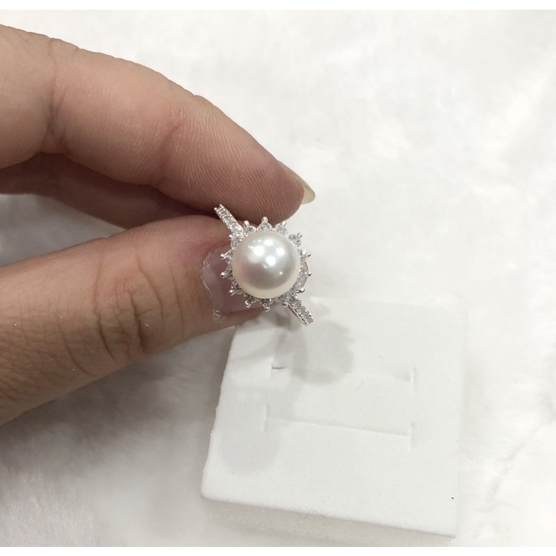 Nhẫn bạc s925 viền đá đính hạt 9ly