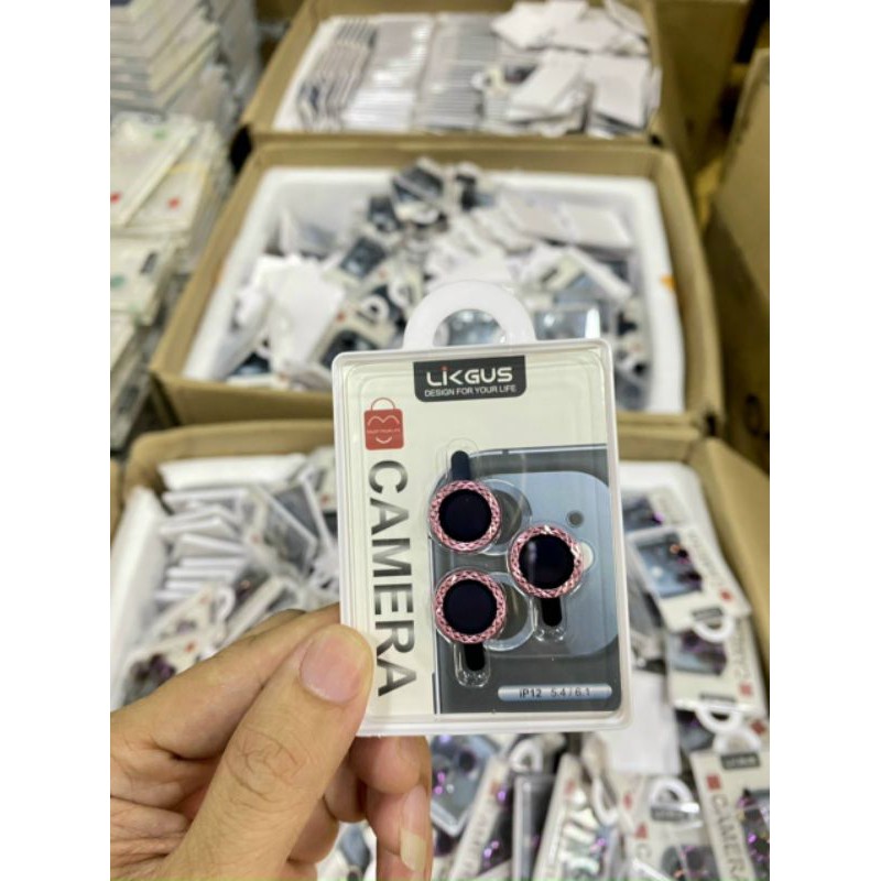 [LIKGUS] bộ 3 dán mắt camera kim cương 12 pro max/12/12pro/12mini/11pro max/11pro/11 chính hãng likgus