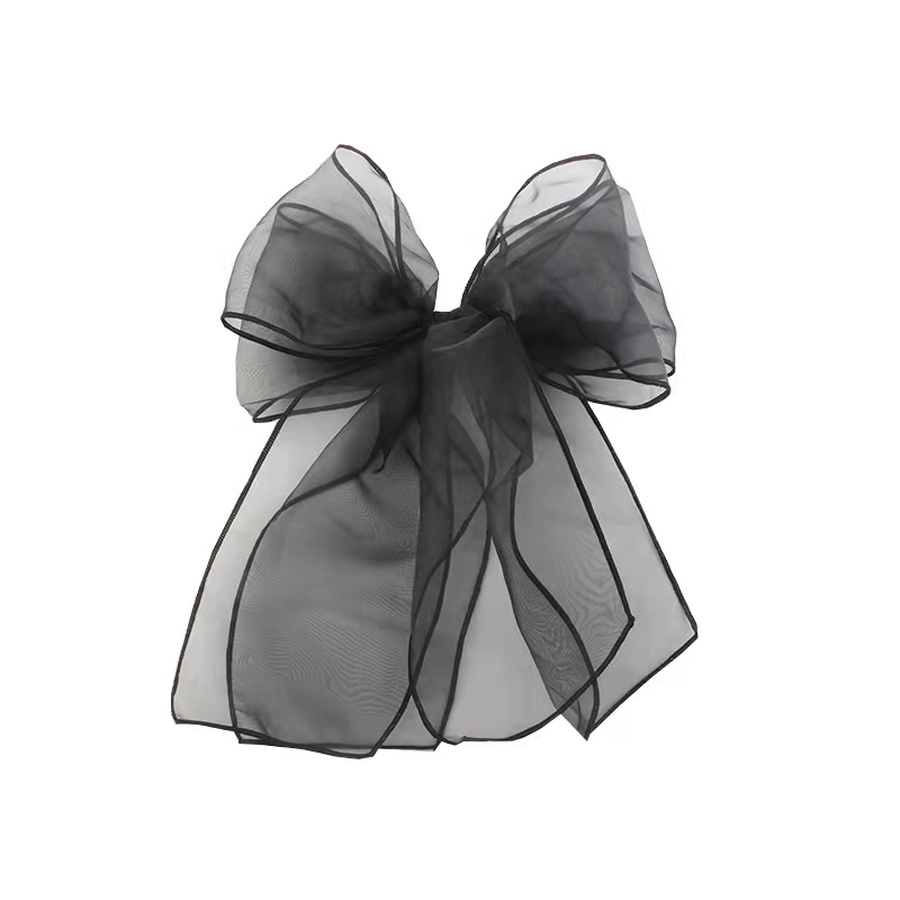 Kẹp tóc nơ lưới hai lớp màu đen phong cách Hàn Quốc cho nữ