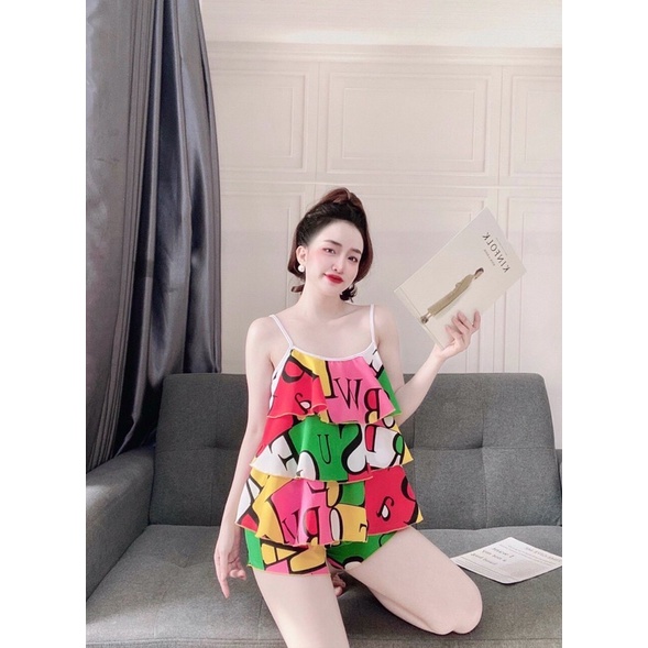 Đồ Bộ Nữ 2 dây , Đồ Lụa Mặc Nhà 3 Tầng , Set Bộ Sọc Chất Cao Cấp Họa Tiết Hoa Nhí Mềm Mịn, Xinh Xắn. | BigBuy360 - bigbuy360.vn