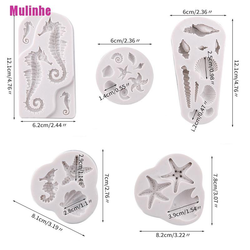 Khuôn silicone Làm Bánh Hình Cá Ngựa / Vỏ Sò / Sao Biển DIY