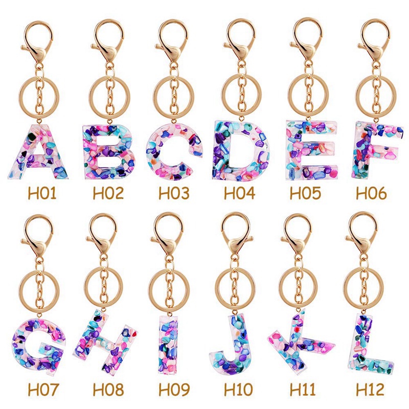 Móc treo chìa khoá xe hơi 26 chữ cái bằng Acrylic đơn giản xinh xắn