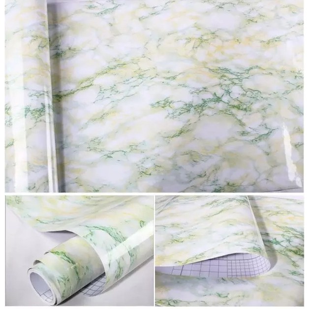 Decal giấy dán tường giả đá hoa cương vân xanh khổ 0.6m keo sẵn