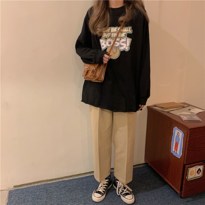 Áo thun nữ dài tay BOSS Unisex phong cách ulzzang Hàn Quốc thời trang