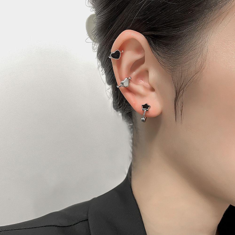 Khuyên Kẹp Vành Tai Không Xỏ Lỗ Bằng Đồng Hình Trái Tim Phong Cách Punk Dành Cho Nữ