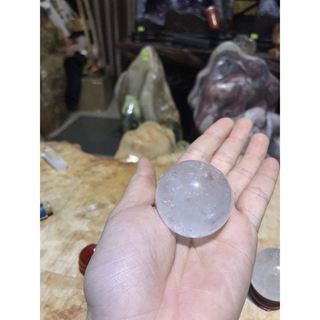 Bi cầu đá thach anh trắng tư nhiên | BigBuy360 - bigbuy360.vn