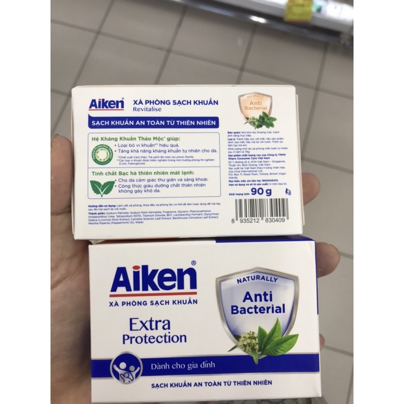 XÀ BÔNG SẠCH KHUẨN AIKEN HỘP ĐÔI 2 bánh 90g