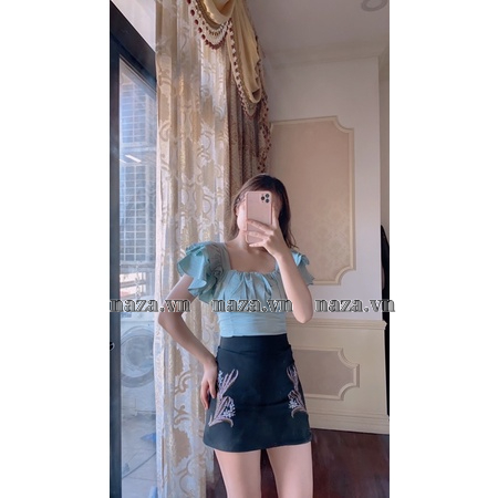 Áo kiểu nữ tay 3 tầng cánh tiên lưng thun vải đũi xước