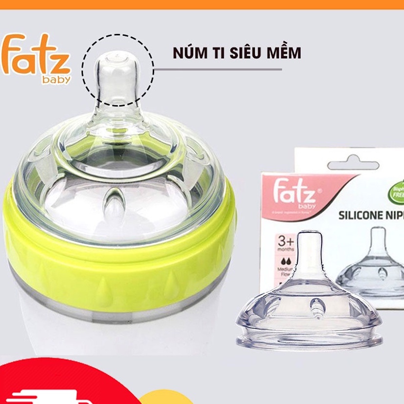 Núm ti thay thế cho bình sữa cổ siêu rộng như Gluck, kichi, Como hiệu Fatz Baby ( FatzBaby) chất liệ silicol siêu mềm