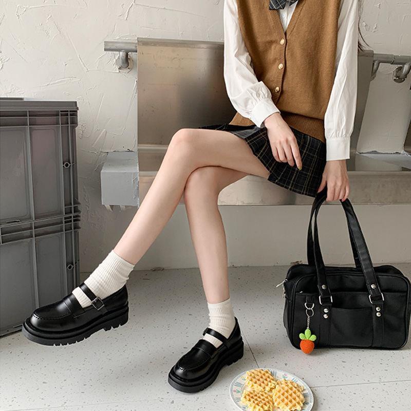 Giày Da Đế Dày Thời Trang Xuân Thu Phong Cách Nhật Bản 2022 Cho Nữ