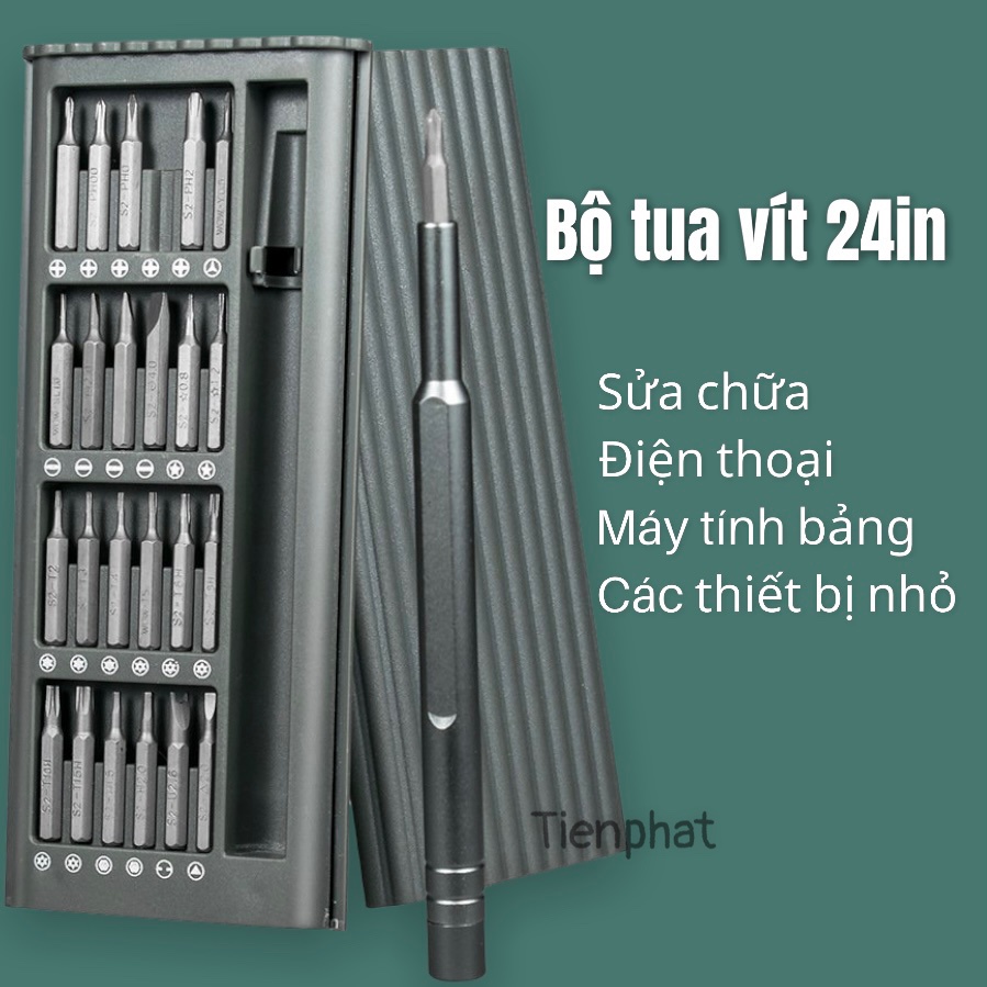 Bộ tua vít đa năng mini 24 đầu bằng thép dụng cụ sửa chữa mở điện thoại, kính mát, vật dụng gia đình