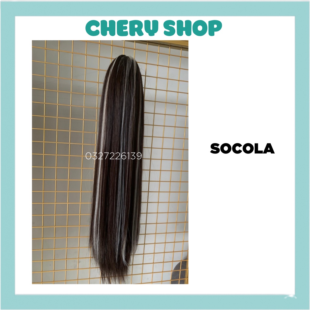 Tóc giả nữ ngoặm thẳng dài phối light bạch kim thời trang hot hit hiện nay