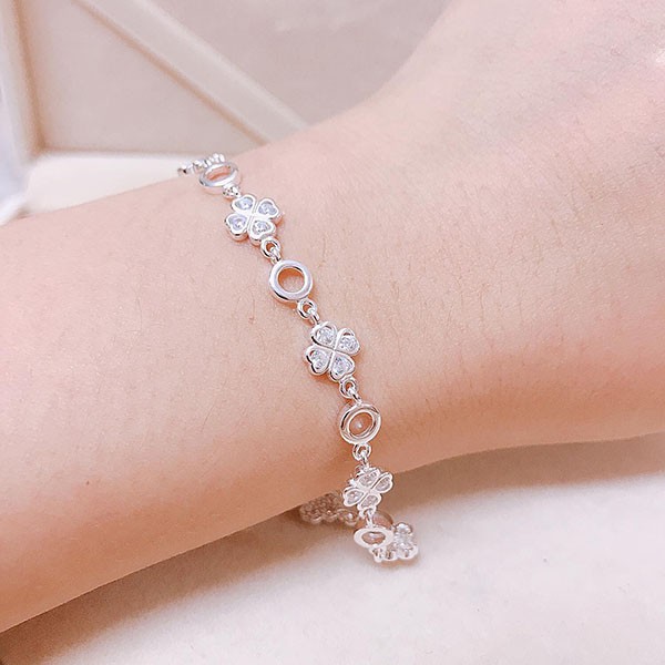 Lắc Tay Bạc Nữ ️❤️FREESHIP❤️️ Lắc Tay Cỏ 4 Lá May Mắn Dạng Chuỗi