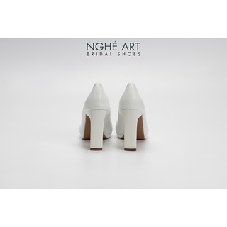 Giày cưới Nghé Art basic mũi đúp trắng 237