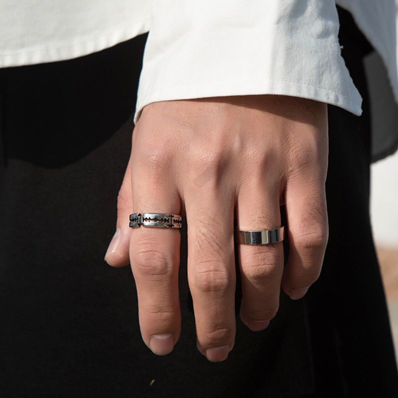 Nhẫn Hình Lưỡi Dao Màu Tối Phong Cách Hip Hop Harajuku Thời Trang Cho Nam Và Nữ