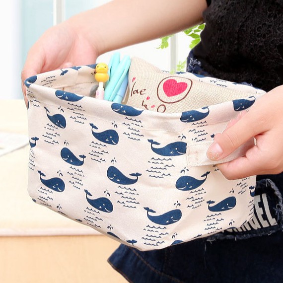 &lt;Video Review&gt; Giỏ Vải Canvas Túi Đựng Đồ Cá Nhân Tài Liệu Giỏ Vải Vintage Chứa Mỹ Phẩm Để Bàn U142