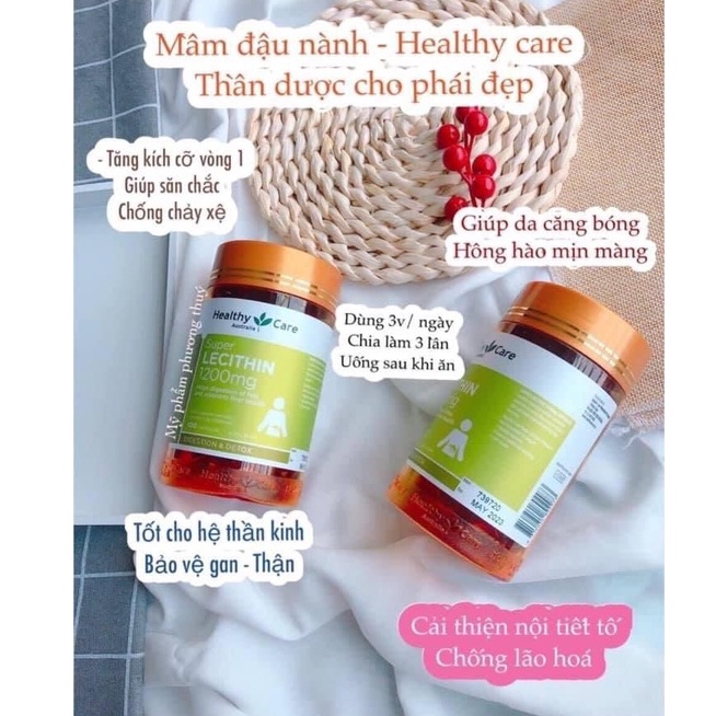 Mầm đậu nành Healthy Care Super Lecithin đẹp da, đào thải độc tố gan, cân bằng nội tiết tố