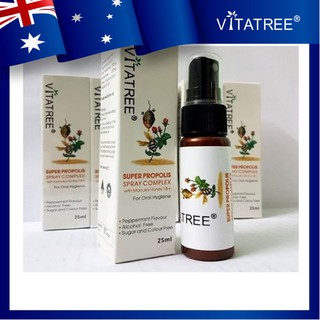 Xịt họng keo ong Vitatree Bluepure Super Propolis Spray Complex with honey 25ml
