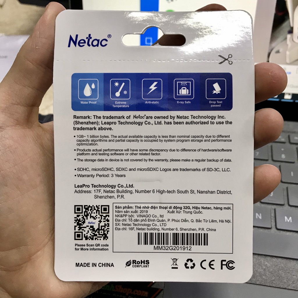 (Vinago PP)Thẻ nhớ Netac 64Gb Class 10 Micro SD-Chính hãng bảo hành 5 năm